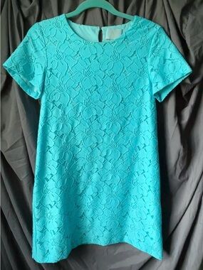 Cece Sky Blue Lace Overlay Mini Dress with Lace Overlay 90s